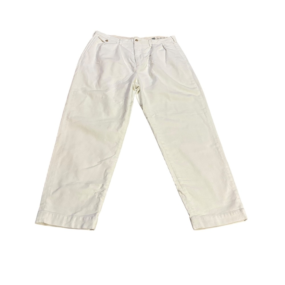 Polo Ralph Lauren Mens Whitman Relaxed Fit Pleated Corduroy Pants White 33x29